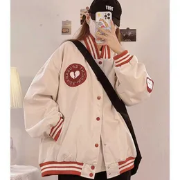 Deeptown Harajuku Streetwear Bomber Jackets Women Kpop Patchwork Embroidered Coat Preppy Style Oversize Baseball Jacket Female