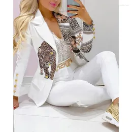 Calças femininas de duas peças escritório roupas femininas cor sólida negócios casual outfits mulheres terno formal moda ternos blazer e conjunto