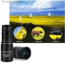 Telescopes Portable Powerful Monocular Telescope 16x52 Long Range HD Spotting Scope Super Zoom Monocular Optical Sight for Camping Fishing Q230907