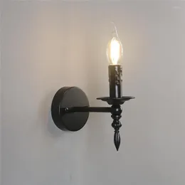 Lampada da parete Lampade d'arte in ferro vintage nordico Luci a Led nere E14 Applique retrò americane Loft Lampadari Candela da comodino