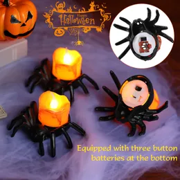 Andra festliga festförsörjningar Halloween -dekorationer LED Candle Light Plastic Spider Pumpkin Lamp för Home Bar Haunted House Decor Horror Props 230907