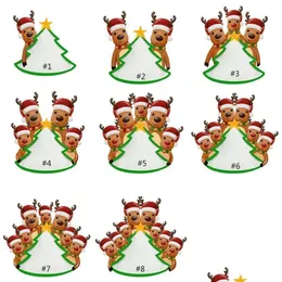 クリスマスの装飾ブランクソフトPVCエルクファミリーヘッドのペンダントクリスマス装飾品の名前と祝福のせいでrra63ドロップドロップdhoav