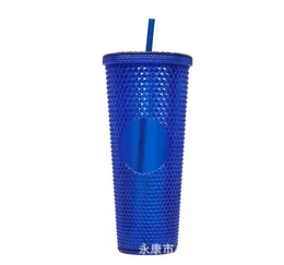 2023new Starbucks Many colors 24oz Drinkware Studded Tumbler with Lid and Straw Double Walled Reusable Plastic Tumblers 710ml Matte Iced Coffee Cup Smoothie Cup