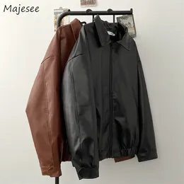 Men's Jackets PU Leather Jackets Men Bomber Coats American Retro Streetwear Chic Handsome Zip-Up Y2k Clothes Cool Pure Minimalist Chaqueta 230906