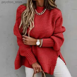 Kadın Sweaters Kadınların İpliği Gevşek Yarım Yüksek Boyun Kaba Yün Sweater Kalınlaştırılmış Ön Kış Sweaters Kazak Kore Moda Kadın Giyim Q230907