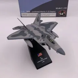 Aircraft Modle Scale 1/100 Fighter Model US F22 Raptor Military Aircraft Replica Aviation World War Plane Collectible Toy for Boy 230906