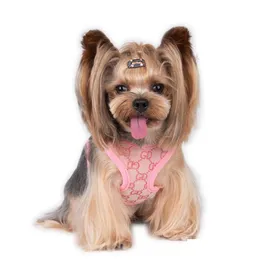 Coleiras para cães Trelas Step-In Dog Harness Set Designer Pet Colete Clássico Jacquard Lettering Macio Malha de Ar Arreios para Pequeno D Otlrg