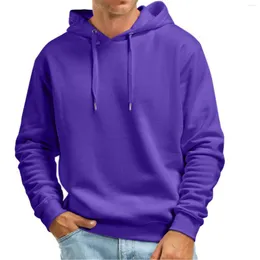 Erkek Hoodies Erkek Düz Renk Kapşonlu Sweatshirt Bahar Sonbahar Günlük Gevşek Giyim Sokak Giyim