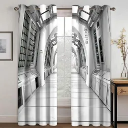 Curtain Space Station Spaceship Interior Pacecrafts Thin Window Curtains For Living Room Bedroom Decor 2 Pieces