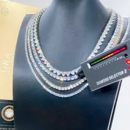 Vvs Sier Hip Link 3mm 4mm 5mm Tennis Necklace Diamond D Clarity Moissanite with Chain Hop Mens Women Porno