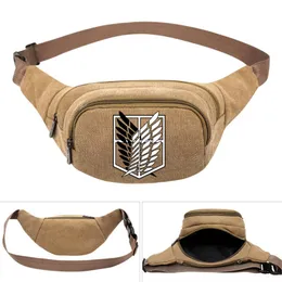 Waist Bags Anime Attack on Titan Scouting Legion Canvas Pack Bag Pouch Belt Travel Hip Casual Fanny Money Phone 230906