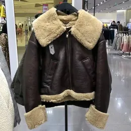 Femmes vestes en cuir veste hiver agneau fausse fourrure effet décontracté ample chaud coton Chaqueta De Piel 230906