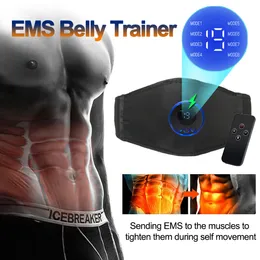 Bärbar smal utrustning EMS Abdominal Muscle Stimulator Belly Trainer Band Body Slimming Massager Fitness Training Back Arm Ben Midje Viktförlustbälte 230907