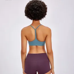 LL Flow Reggiseno da yoga sulla schiena a forma di Y con imbottitura sul petto Reggiseni sportivi morbidi Reggiseno con schiena scoperta in tinta unita Intimo sexy Completo da yoga