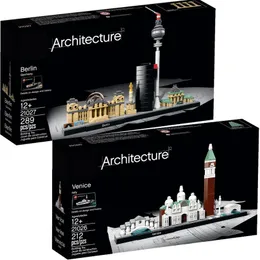 الكتل الإبداعية 21026 Venice 21027 Berlin Architecture Building Build Bricks Toys for البالغين كيد فني ديكور هدية 230908