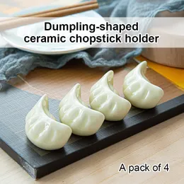 Flatware Sets 4 Buah Gaya Jepang Lucu Bentuk Pangsit Sumpit Pemegang Berdiri Keramik Rak Rak Lakal Seni Kerajinan Dapur Peralatan Makan Alat 230907