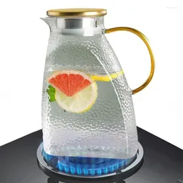 Hip Flasks Glass Water Pitcher Leakproof High Borosiate Pitchers do napojów z wylewką elegancki dozownik napoju mrożony pokrywka herbaty