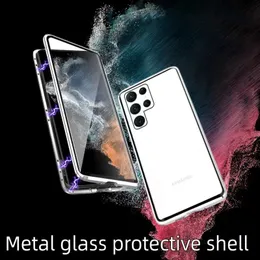 For S22 double-sided glass Magneto mobile phone case s22u magnetic HD protective case L230619