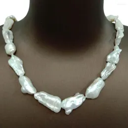 Choker Biwa Pearl Necklace 925 Silver Clasp Nature Freshwater Pearl-17-30 MM Barock för barn eller dam