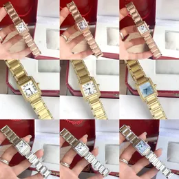 20 mm 25 mm Women Men Square Quartz Watch 18K Rose Gold Pełny stal ze stali nierdzewnej Watch Sport Waterproof Diamond Watches