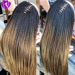 Parrucche anteriori sintetiche in pizzo intrecciato lungo Intrecciare i capelli all'uncinetto con trecce per capelli per bambini Parrucca per donne africane americane315u