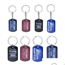 Keychains Lanyards 2024 Val Keychain Pendant Trump Rostfritt stål Lage Decoration Key Ring Creative Gift Drop Delivery Dhgarden DHGLS