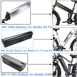 Bateria de íon de lítio Wallke Ebike 48V 10,4Ah 14Ah 17,5Ah 672Wh 840Wh Bateria para bicicleta elétrica F1 F2 X2 X3 Pro Step Thru K26S