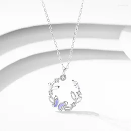 Collana girocollo in argento con zirconi a forma di farfalla per le donne, gioielli dolci, regali all'ingrosso, pendentif Aderezos Completos Joyeria