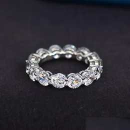 Solitaire Ring S925 Sterling Sier inlaid med hög koldiamanter för kvinnor i har en enkel designkänsla av S -smycken 221119 Drop Dhwzn