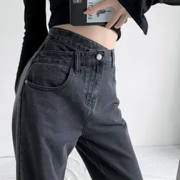 Kvinnors jeans kaki lebar untuk wanita modis tidak beraturan celana jin denim baggy ibu pacar laki laki 230907