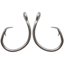 40pcs Stainless Steel Circle Fishing Hooks White Thick Tuna Bait Fishing  Hook 39960 Size 8 0-15 0288w