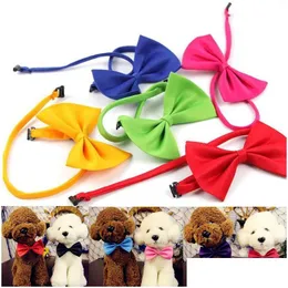 Dog Apparel Fashion Pet Bow Tie Adjustable Pets Accessories Pure Color Bows Party Decoration Jewelry Drop Delivery Home Garde Dhgarden Dhobe