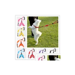 Hundhalsar Leasshes 4 Size Pet Training Treh Collar Cats Dogs With Harness Drable Pets Traction Rope S/M/L/XL Drop Delivery Home Gar Dh7ly