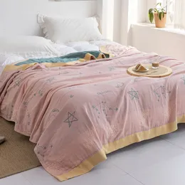 Filt dicuci tipis kapas kain kasa melempar handuk selimut musim panas anak anak dewasa tidur soffa perjalanan seprai lembut nyaman 230907