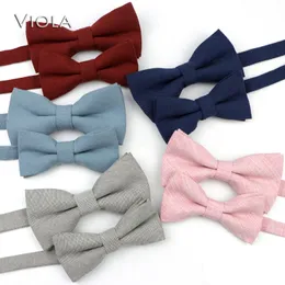 Neck Ties Lovely Solid Colorful ParentChild Bowtie Sets 100% Cotton Kids Pet Men Butterfly Blue Red Pink Casual Bow Tie Gift Accessory 230907