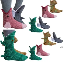 Милые вязаные носки из крокодиловой кожи с 3D животными, забавный узор для вязания, причудливый вязаный манжет из кожи аллигатора, забавные носки, рождественские подарки 908