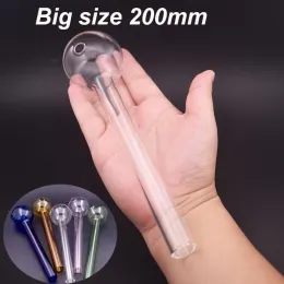 Grande grande pirex vidro queimador de óleo tubos 80mm 200mm comprimento tubo de vidro unhas de óleo tubos de fumo para dab rig bong mais barato ll