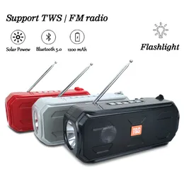 Portable Sers TG280 Solar Charging Wireless Stereo SER med ficklampa utomhus TWS Bass Music Box BluetoothCompatible TF FM Radio 230908