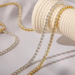 Halsband Klassische Geometrische Quadratische Kristall Anhänger Halskette Für Frauen Luxus Gold Farbe Edelstahl Kubanischen Ketten Party Schmuck