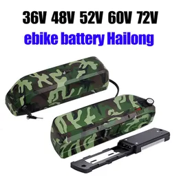 48V Electric Ebike Battery Original Hailong 18650 Celler 13AH 15AH 17.5AH 36V 19.2AH 60V 72V kraftfullt cykel litiumbatteri