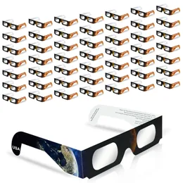 Pacote com 50 óculos para eclipse solar, aprovado pela NASA, fábrica CE e sombra Eclipse com certificação ISO para visualização direta do sol