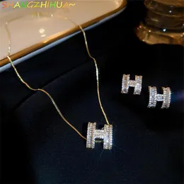 Orecchini con perno coreano design di tendenza di lusso zircone lettera H orecchini per le donne gioielli di temperamento di moda concentrandosi sugli accessoriStud1902