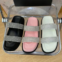 Slide Autumn One Line Drag Designer Womens Slippers Diamond Thick Sole Elevated Open Toe Beach Sandal Slippers