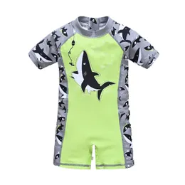Rompers Kids Boy Swimwear Infant Suit for Boys Girls Shark Dinosaur Short Sleeve Overall Children's Swimsuit 230907
