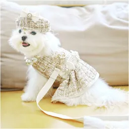 犬の襟のリーシュステップインハーネスセットクラシックジャクアードレタリング柔らかいエアメッシュハット小犬猫ティーカップ子犬shih tzu khaki dhn7d