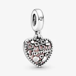 100% 925 Sterling Silver Love Makes A Family Heart Dingle Charms Fit Original European Charm Armband Smycken Tillbehör252e