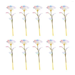 Flores decorativas 10 peças decoração de rosa artificial presentes de dia dos namorados duram para sempre para seu aniversário feminino presente de menina