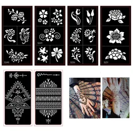 Outros suprimentos de maquiagem permanente 20pcs / lote Henna Tattoo Stencils para pintura corporal Mehndi Indian Template Flower Hand Glitter Airbrush Stencil 230907