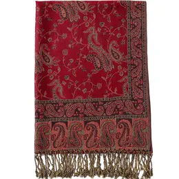 Halsdukar paisley blommor gränser mönster pashmina silkes halsduk sjal wrap filt reversibel bekväm vintage med fransar 70x180 cm 200g 230908