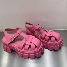 Sandalias Tendencia de verano Mujeres Tacones medios Plataforma Roma Zapatos Casual Vestido para caminar Zapatillas de moda 2023 Diapositivas de diseñador